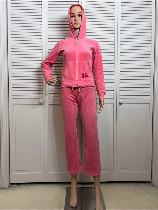 PINK Victoria's Secret Pants - Y2K PINK Victoria's Secret Velour Zip Hoodie & Joggers Set Small